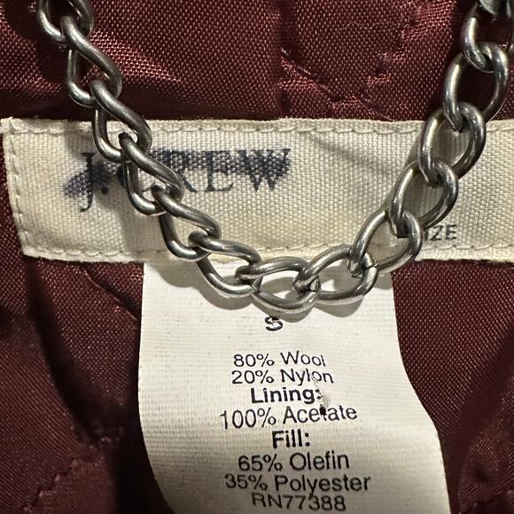 J.Crew Vintage 90s Heritage Preppy Wool Blend Burgundy Pea Coat Size Small - Picture 7 of 8